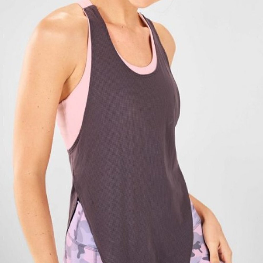 Fabletics Pink Shadow/Seashell Cashel Built-In Bra Swing Tank Top